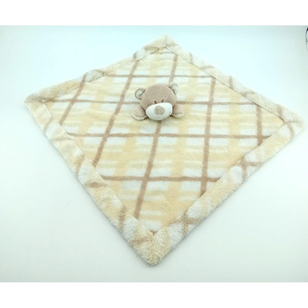 Baby Baby Plush Baby Bear Security Lovey Brown Yellow White Sweet Plaid Blanket